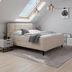 Boxbett Marbella 180x200cm Beige Mit Topper 180/200 cm Beige 