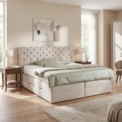 Boxspringbett Belano Beige Ca. 200x200cm 200/200 cm Beige 