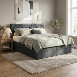Boxspringbett Belano Schwarz Ca. 180x200cm 180/200 cm Schwarz 