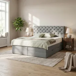 Boxspringbett Belano Dunkelgrau Ca. 180x200cm 180/200 cm Dunkelgrau 
