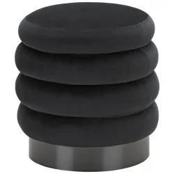 Hocker In Schwarz Schwarz, Dunkelgrau Metall, Textil 