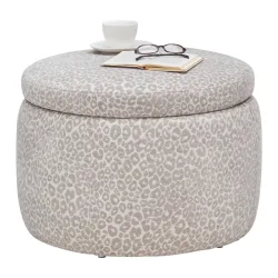 Hocker Baca -Trend- Beige Holz, Textil 