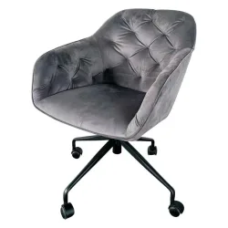Drehstuhl Elly In Grau/schwarz Samt Grau, Schwarz 