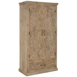 Schrank Aus Mangoholz Massiv 90/175/45 cm Naturfarben 