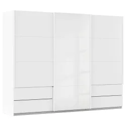 Schwebetürenschrank Elara In Alpinweiss/weissglas 271/210/62 cm Weiss 