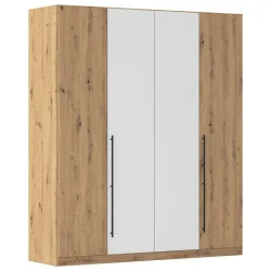 Kleiderschrank Safari B: 181 Cm Weiss, Eiche Artisan 