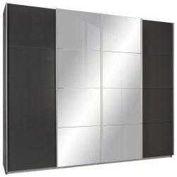 Schwebetürenschrank In Grau Mit Spiegel 270/230/62 cm Dunkelgrau 