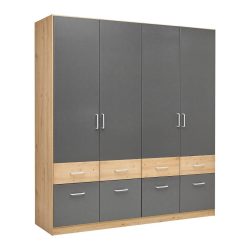 Drehtürenschrank Aalen-extra In Grau/eiche Artisan 181/197/54 cm Grau, Eiche Artisan 