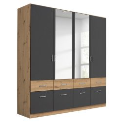 Drehtürenschrank Aalen Grau/eiche Artisan 181/197/54 cm Alufarben 
