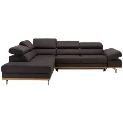 Ecksofa In Dunkelgrau Mit Bettfunktion Struktur Platinfarben 