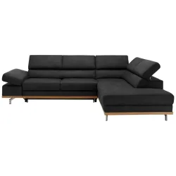 Wohnlandschaft Carmen In Schwarz Mit Bettfunktion Struktur Schwarz 