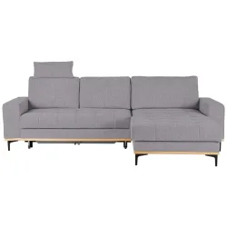 Ecksofa In Grau Metallfuss Schwarz Webstoff Grau 