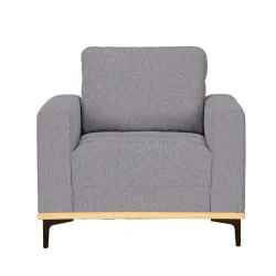 Sessel In Grau Metallfuss Schwarz Flachgewebe Hellgrau 