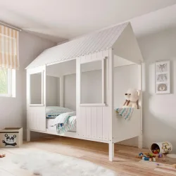 Kinderbett Massivholz, Weiss, 