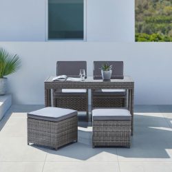 Gartenset Bilbao Grau/schwarz Aus Polyrattan 11-teilig 
