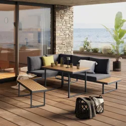 Gartenlounge Hottie Naturfarben/grau, 4-Tlg. 4-teilig  