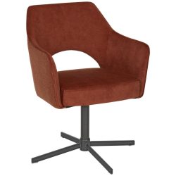Armlehnstuhl In Rostfarben  Sitzfläche 360° drehbar Velours, Webstoff 