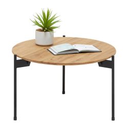 Couchtisch Assuan Schwarz/eichefarben Holz, Metall 55/55/33 cm 
