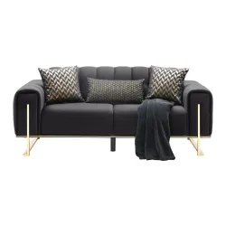 2-sitzer-sofa Aile In Schwarz/goldfarben Samt Schwarz 