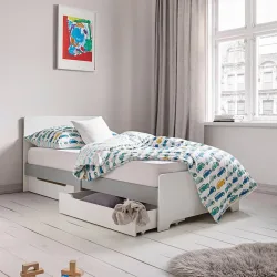 Kinderbett Mit Stauraum, Holz, Weiss, 