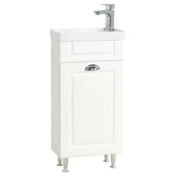 VCM - 2-tlg Badmöbel Set Gäste WC Gästebad Waschplatz Waschtisch klein schmal Landhaus Casalo M, 41cm, Weiss
