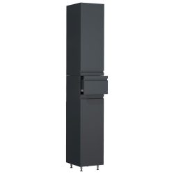 VCM - Holz Badmöbel Badregal Badezimmer Badschrank Hochschrank grifflose Schublade Drehtüren Silora, 30cm, Anthrazit