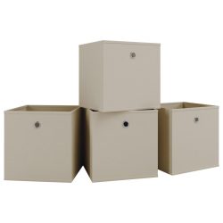VCM - 4er Set Faltbox | Klappbox Stoff Kiste | Faltschachtel | Maße ca. H. 28 x B. 27 x T. 27 cm | Regalbox - Boxas, 27cm, Weiss