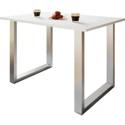 Schreibtisch, rechteckig, Bügelfuss, B 1100 x T 800 x H 760 mm, weiss/silber