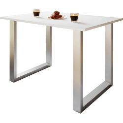 Schreibtisch Lona 140/50/76 cm Silberfarben, Weiss 