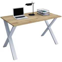 Schreibtisch Lona 140/50/76 cm Silberfarben, Honigeiche 