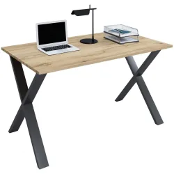 Schreibtisch Lona 140/80/76 cm Schwarz, Honigeiche 