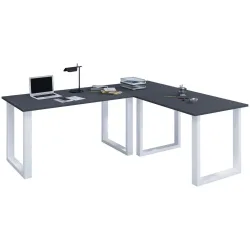 Eckschreibtisch Lona 160/130/76 cm Anthrazit, Silberfarben 