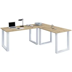 Eckschreibtisch Lona 160/130/76 cm Silberfarben, Honigeiche 