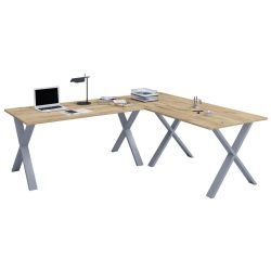 Eckschreibtisch Lona 190/130/76 cm Silberfarben, Honigeiche 
