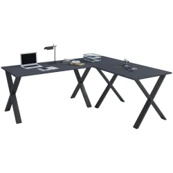 Eckschreibtisch Lona 190/190/76 cm Anthrazit, Schwarz 