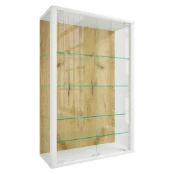 Hängevitrine Udina Klar, Weiss, Honigeiche 
