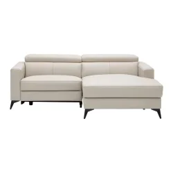 Ecksofa Bari Beige Lederlook Echtleder Beige 
