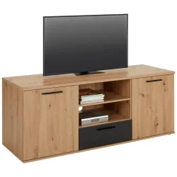 Tv-element In Eichefarben/schwarz Schwarz, Eichefarben 154,8/62,2/52,3 cm 