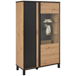 Vitrine Schwarz/eiche Artisan 95,4/158,8/42 cm , 