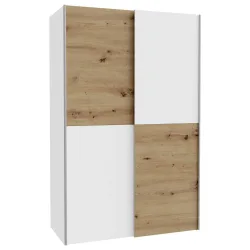Schwebetürenschrank In Weiss/eiche Artisan 120/190,5/61,5 cm Weiss, Eiche Artisan 