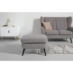 Hocker Helsinki In Grau/dunkelgrau Dunkelgrau Holz, Textil, Holzwerkstoff 