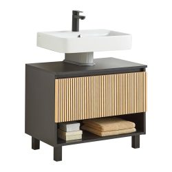 Waschbeckenunterschrank Venezia In Schwarz/eichefarben 70/60/45 cm 