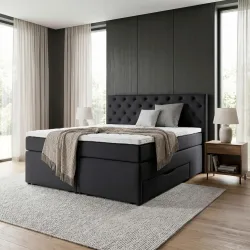 Boxspringbett Chester Schwarz Ca. 180x200cm 180/200 cm Schwarz 