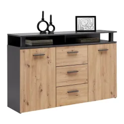 Sideboard Montana Anthrazit/eiche Artisan  140/90,6/38 cm 3 Schublade(n) 