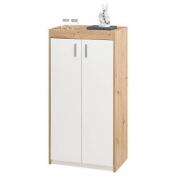 Schuhschrank Paris In Weiss/eichefarben 64/126/38 cm 