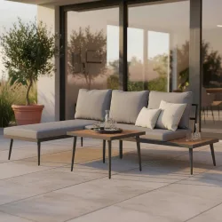 Gartenlounge-Set Sallie Grau/schwarz Aus Holz/metall  205/76,5/152 cm 
