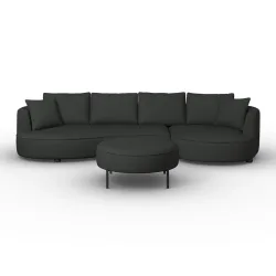 Wohnlandschaft Nilas Chenille Schwarz 