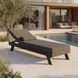 Gartenliege Susa Dunkelgrau Aus Metall/textil Dunkelgrau 