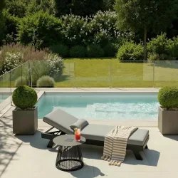 Gartenliege Susa Grau Aus Metall/textil Grau 