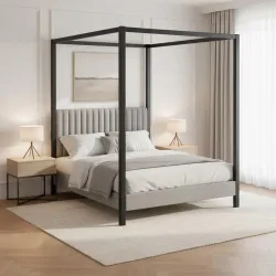 Himmelbett Mona Ca. 180x200 Cm Grau 180/200 cm Grau 